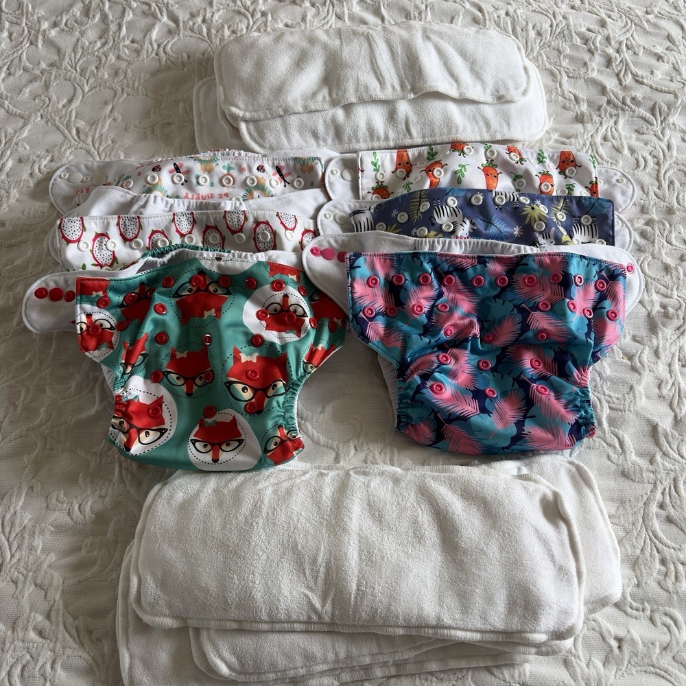 Wegreeco Cloth Diapers 6 Pack One Size Adjustable Reusable + 12 Inserts